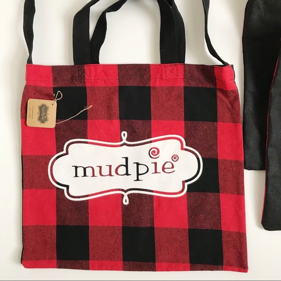 Mud Pie Buffalo Check Plaid Tote Bags Bundle of 3 - Picture 2 of 4